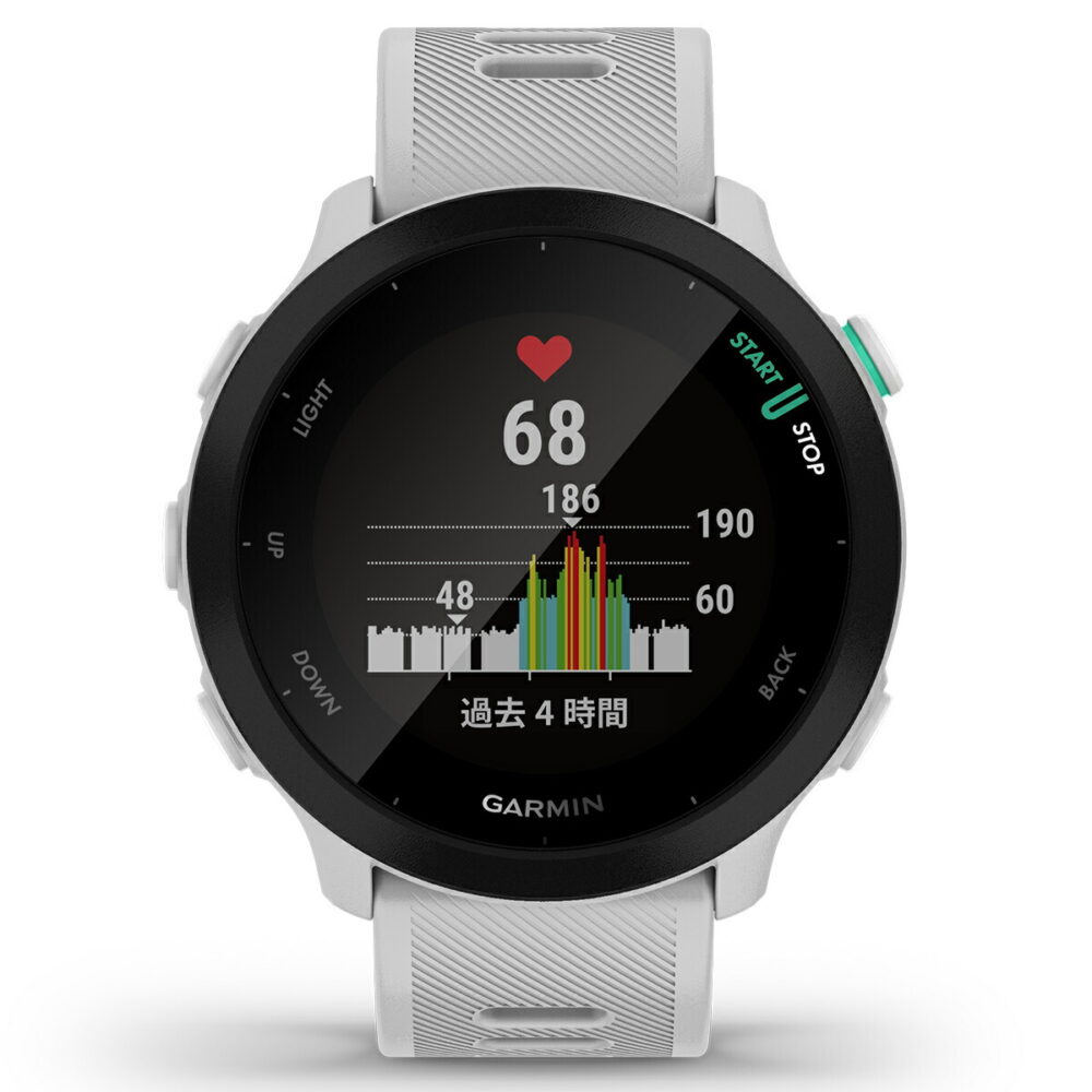 GPSランニングウォッチ ガーミン GARMIN ForeAthlete 55 White （010-02562-41） スマートウォッチ マラソン 水泳 トレッドミルラン ピラティス ヨガ 心拍計 加速度計 睡眠計 健康管理 - 画像 (2)