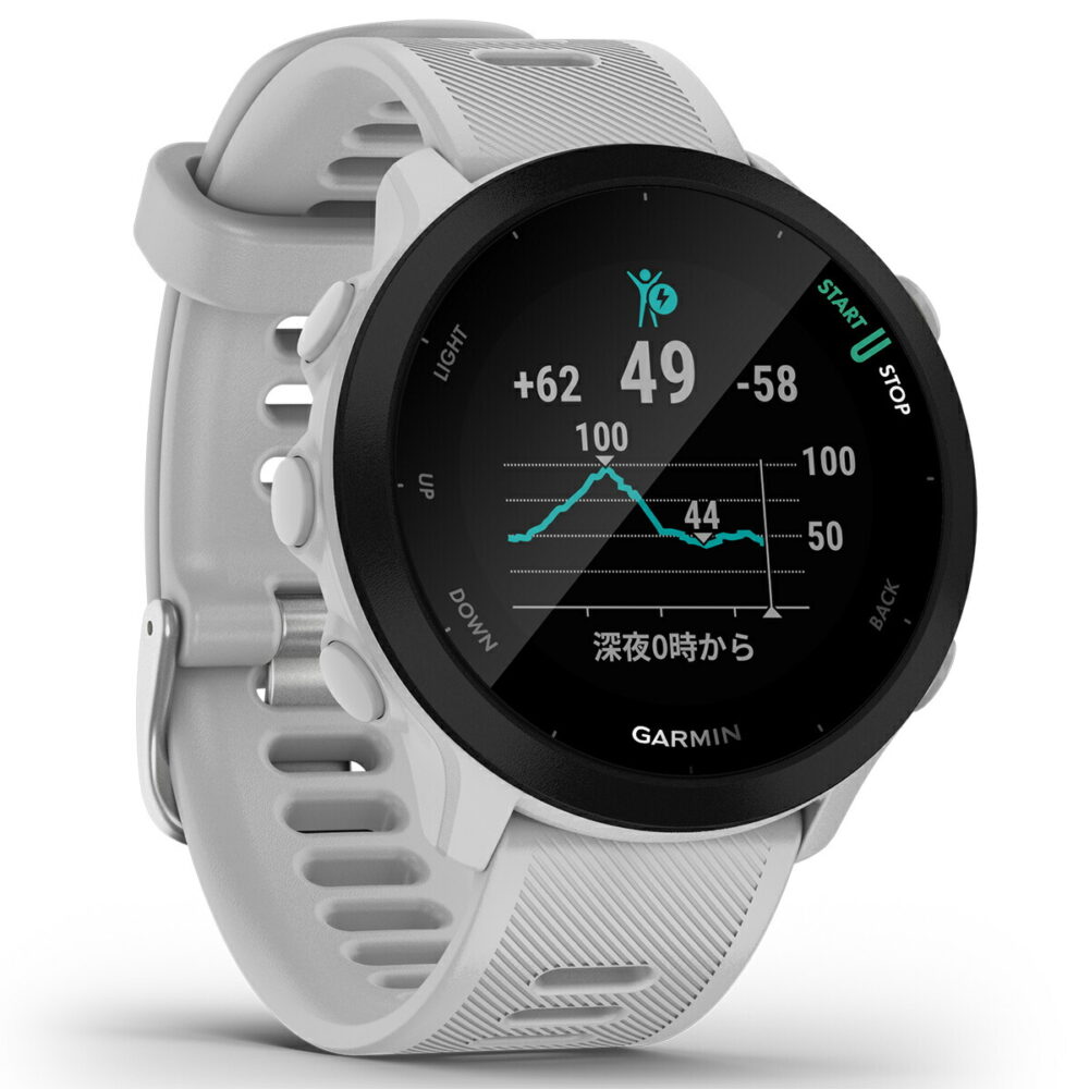 GPSランニングウォッチ ガーミン GARMIN ForeAthlete 55 White （010-02562-41） スマートウォッチ マラソン 水泳 トレッドミルラン ピラティス ヨガ 心拍計 加速度計 睡眠計 健康管理 - 画像 (13)