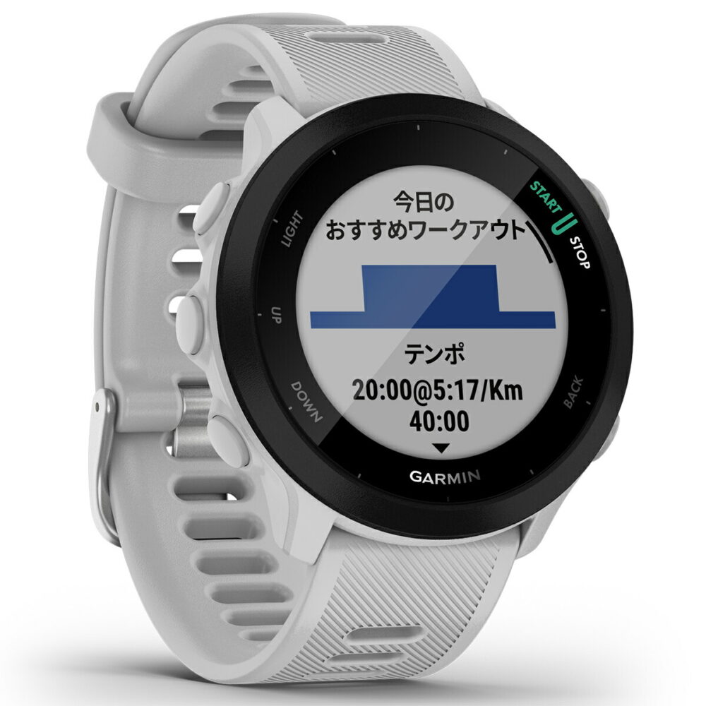 GPSランニングウォッチ ガーミン GARMIN ForeAthlete 55 White （010-02562-41） スマートウォッチ マラソン 水泳 トレッドミルラン ピラティス ヨガ 心拍計 加速度計 睡眠計 健康管理 - 画像 (3)