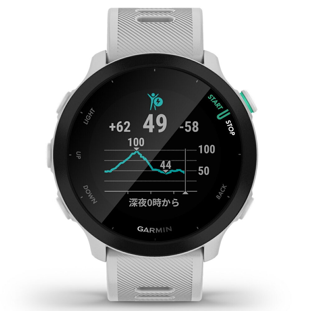 GPSランニングウォッチ ガーミン GARMIN ForeAthlete 55 White （010-02562-41） スマートウォッチ マラソン 水泳 トレッドミルラン ピラティス ヨガ 心拍計 加速度計 睡眠計 健康管理 - 画像 (8)