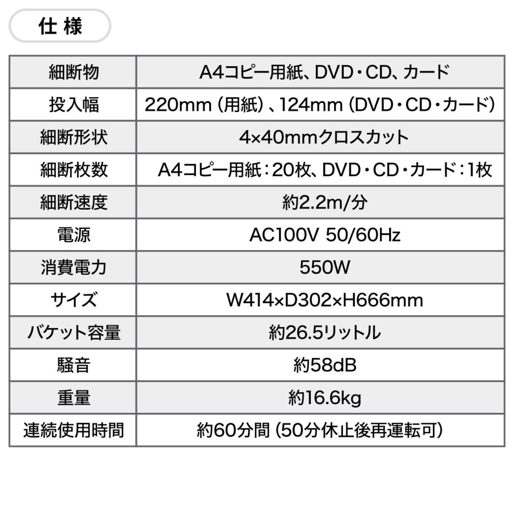 シュレッダー 業務用 電動 クロスカット 60分連続使用 A4 20枚同時細断 大容量 CD DVD カード対応 静音 ホッチキス デスクサイドシュレッダー シュレッター オフィス パーソナルシュレッダー - 画像 (17)