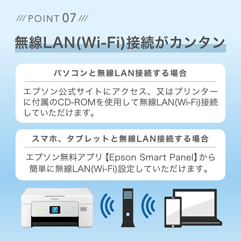 プリンター エプソン プリンター 複合機 コピー機 セットアップ用インク付属 印刷 コピー スキャン 自動両面印刷 スマホでプリント Wi-Fi接続 簡単設定 家庭用 コピー機 プリンタ EW456A - 画像 (18)