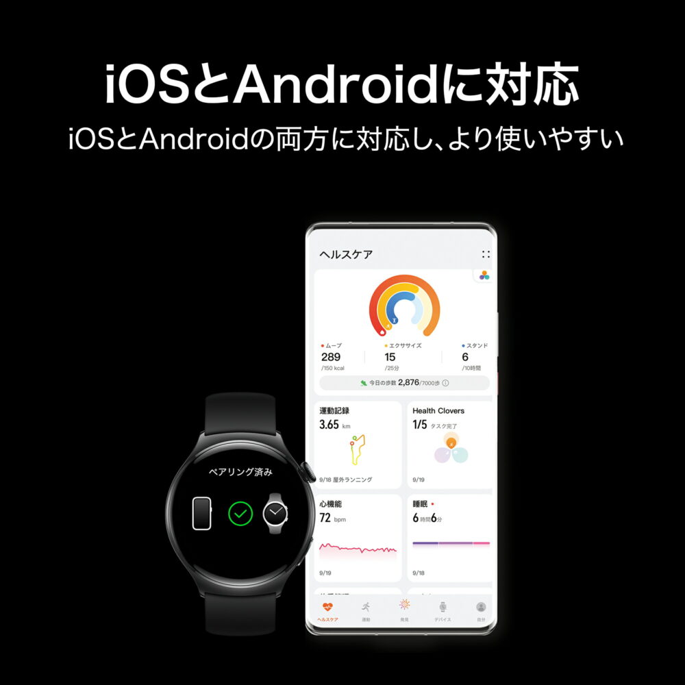 HUAWEI WATCH 4  3Dカーブガラス eSIMセルラー通話 一目でわかる健康レポート  2種類のバッテリーモード 24時間健康管理 新たな活動リング  AndroidとiOSのデバイスに対応 - 画像 (9)
