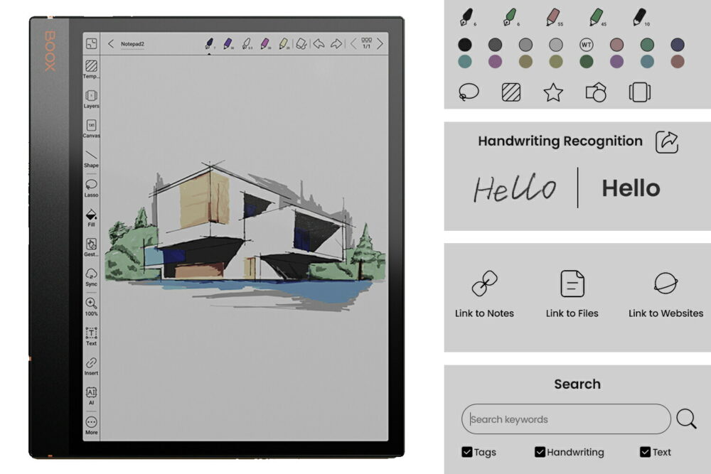 BOOX Note Air3C カラー電子ペーパー 10.3インチ EInk 自動回転機能付き Android12 タブレット GooglePlay 電子書籍リーダー 目に優しい 電子手帳 スタイラス付き B5サイズ 電子メモ 電子文具 二画面表示機能 - 画像 (5)